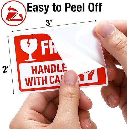 Fragile Stickers 3 x 2 Inch – Waterproof Handle with Care Labels for Shipping and Moving - 500 Strong Adhesive Stickers per Roll in Kuwait