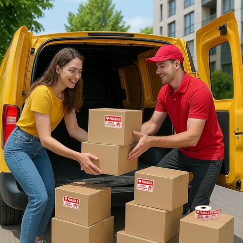 Fragile Stickers 3 x 2 Inch – Waterproof Handle with Care Labels for Shipping and Moving - 500 Strong Adhesive Stickers per Roll in Kuwait