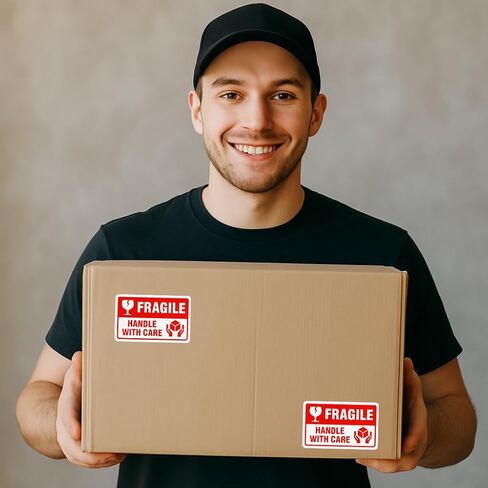 Fragile Stickers 3 x 2 Inch – Waterproof Handle with Care Labels for Shipping and Moving - 500 Strong Adhesive Stickers per Roll in Kuwait