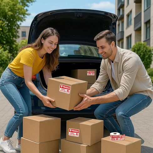 Fragile Stickers 3 x 2 Inch – Waterproof Handle with Care Labels for Shipping and Moving - 500 Strong Adhesive Stickers per Roll in Kuwait