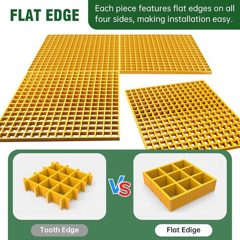 Fiberglass Molded Grating - 1.5''x1.5''x1.5'' Fiberglass Bar Grille Plate, Heavy Duty FRP Industrial Square Grate Panel for Car Wash, Decks, Stairs, and Garage (1.64'x1.64') in Kuwait