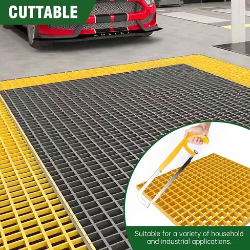 Fiberglass Molded Grating - 1.5''x1.5''x1.5'' Fiberglass Bar Grille Plate, Heavy Duty FRP Industrial Square Grate Panel for Car Wash, Decks, Stairs, and Garage (1.64'x1.64') in Kuwait