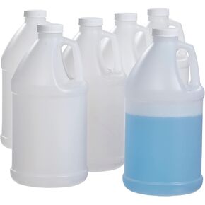 إبريق بلاستيك دائري سعة 1/2 جالون مع غطاء، HDPE، طبيعي، 6 عبوات - صفقة قيمة - صنع في الولايات المتحدة الأمريكية in Kuwait