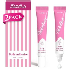 2-Pack 40ml Body Glue for Clothes - Body Adhesive Fashion Glue Alternative for Low-cut Styles, Strapless Dresses and Work Blouses - Sweat and Dance Proof, Fast Drying in Kuwait