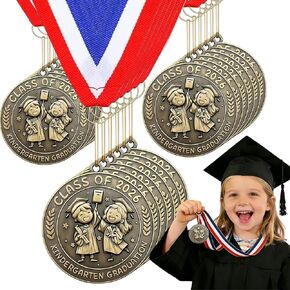 24 Pcs Kindergarten Graduation Award Medals Graduation Medals for Kids, Preschool Class of 2026 Grad Party Favors, 2'' Preschool Award Medallion with Red White Blue Ribbon , School Student Party Favor in Kuwait