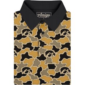 قميص بولو رجالي من Amigo NCAA Iowa Hawkeyes مرخص بنمط Camo Range Raglan in Kuwait
