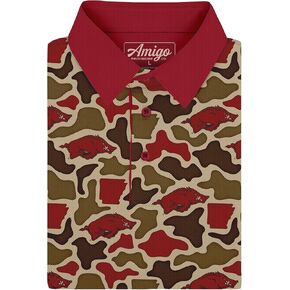 قميص بولو رجالي من Amigo NCAA Arkansas Razorbacks مرخص بنمط Camo Range Raglan in Kuwait