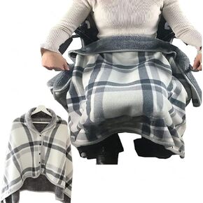 Fleece Wheelchair Blanket, Cozy Lap Blanket with Buttons Doublelayer Extra Legs Feet Warmer Cover for Lap Bed Sofa Office in Kuwait