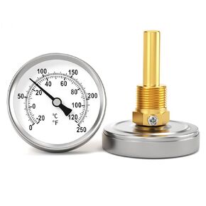 2PCS 0-250°F/-20-120℃, Bimetal Thermometer, 2.5" Dial Size, 1/2" Connection Thread, Lead-Free Brass Stem with Total Length of 2.3" Back Mount, Accuracy 2%, for hot Water, boilers, and Pipes in Kuwait