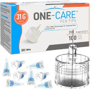 ONE-CARE Pen Tips 31G x 4 mm (5/32’’) – Thin-Wall Channel Design, Universal Twist-On Connection, 100 Count Box in Kuwait