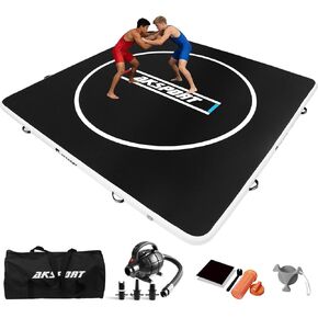 بساط مصارعة قابل للنفخ من AKSPORT بطول 10 أقدام، بساط تدريب لـ BJJ، MMA، فنون الدفاع عن النفس، الملاكمة، التصارع والجودو، للاستخدام الداخلي والخارجي in Kuwait