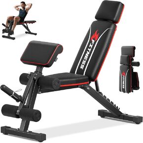 مقعد رفع الأثقال قابل للتعديل ومقعد للتمرين وتمديد الساق لصالة الألعاب الرياضية المنزلية، جهاز ضغط مقعد قابل للطي لتمرين الجسم بالكامل مع مطور الساق ووسادة الواعظ، سعة 900 رطل وتصميم موفر للمساحة in Kuwait