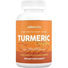 Paleovalley - Organic Turmeric Complex - Full Spectrum Organic Turmeric with Health-Supportive Superfoods - 56 Vegetarian Capsules - Support Joints, Immunity, Brain and Heart Health in Saudi Arabia