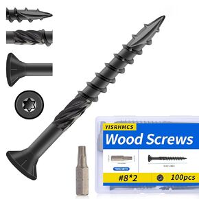 #8 * 2 بوصة براغي سطح السفينة، (100 قطعة) براغي خشبية سوداء، مطلية بالإيبوكسي المقاوم للصدأ، فولاذ كربوني، مع لقم فوركس T25 in Kuwait