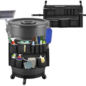 Trash Can Caddy Fit 32-55 Gallon Garbage Bins,Professional Tool Housekeeping Dispenser Storage Organizer Cleaning Supplies Caddy Adjustable Buckle,for Janitorial Trash Can,Maid Janitorial Duty in Kuwait