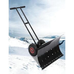 مجرفة الثلج ذات العجلات من ELEFOCUS مع شفرة فولاذية كربونية قابلة للتعديل - للممرات والممرات والحدائق وأكوام الرمل (75 × 43 سم / 29 × 17 بوصة) in Kuwait