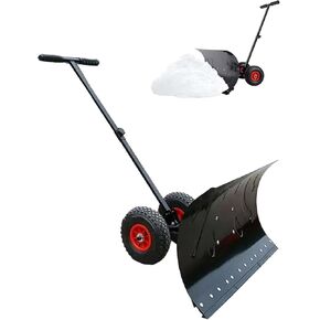 مجرفة دافعة للثلج قابلة للتعديل مع عجلات من ELEFOCUS - تصميم بمقبض مزدوج لإزالة الثلج على الممرات وممرات الباحات (مقبض واحد) in Kuwait