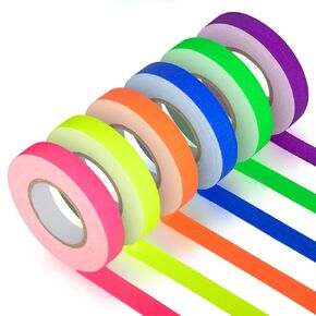 GEYYANG Spike Tape, 6-Pack Colored Gaffers Tape 1/2 inch x 11 Yards, Black Light UV Reactive, Multipurpose Neon Fluorescent Tape for Stage Marking, Party and Art Crafts in Kuwait