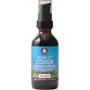 WishGarden Herbs Kick-It Cough for Kids, Herbal Cough Suppressant & Expectorant with Wild Cherry Bark, Soothes Sore Throats, Eases Mucus, Natural Kids Cough Syrup, Dye-Free & Sugar-Free, 2oz in Saudi Arabia
