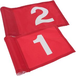 Ciieeo 2pcs Portable Golf Pin Flags Numbered 1 2 with Detachable Poles, Red Course Practice Flags for Putting Green Training and Golf Course Supplies in Kuwait