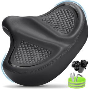 مقعد دراجة كبير الحجم للرجال والنساء مريح واسع، مقعد دراجة مبطن ناعم، سرج دراجة كبير مريح للبيلوتون، سكوتر كهربائي، دراجة تمارين ثابتة، دراجة الشاطئ، دراجة كهربائية، دراجة المدينة in Kuwait