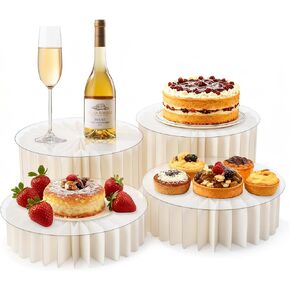 4 قطع من حاملات البوفيه، حاملات طعام قابلة للطي لطاولة البوفيه، حاملات عرض من الورق المقوى قابلة لإعادة الاستخدام مقاس 12 بوصة مع أطباق أكريليك للحفلات وحفلات الزفاف وتقديم الطعام وديكور أعياد الميلاد in Kuwait