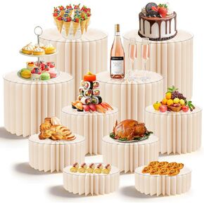 4 Pack Buffet Risers Foldable High Load-Bearing Food Display Risers for Buffet Table, Cylinder Cake & Dessert Stands for Weddings Party Catering Home Cupcake Stand Display with Clear Acrylic Tops in Saudi Arabia