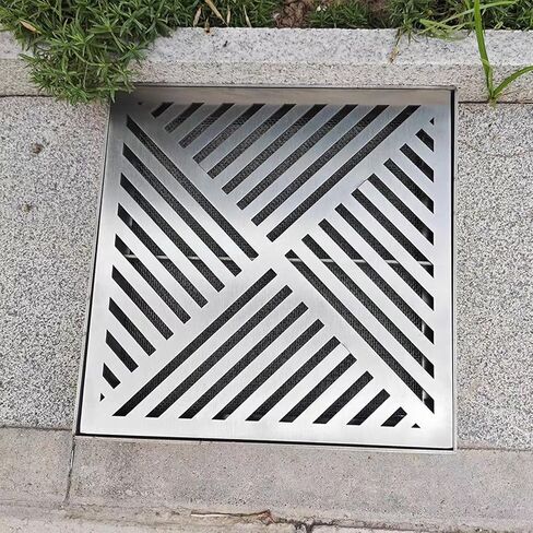Garden Drainage Sturdy Drainage Grate with Screen Mesh to Block Debris, Metal Outdoor Trench Drain Cover(45cmx45cm(17 3/4" x17 3/4")) in Saudi Arabia
