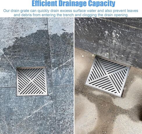 Garden Drainage Sturdy Drainage Grate with Screen Mesh to Block Debris, Metal Outdoor Trench Drain Cover(45cmx45cm(17 3/4" x17 3/4")) in Saudi Arabia