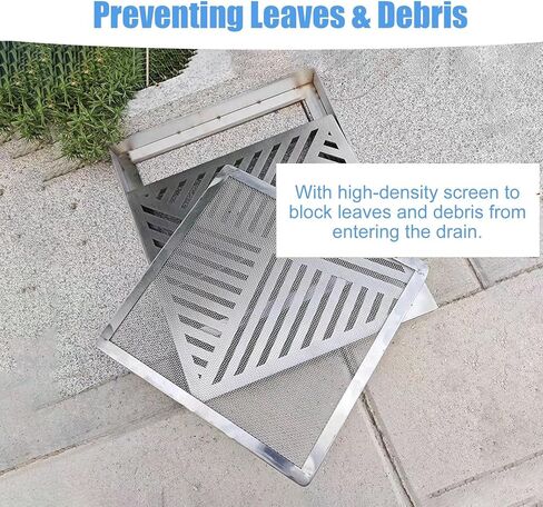 Garden Drainage Sturdy Drainage Grate with Screen Mesh to Block Debris, Metal Outdoor Trench Drain Cover(45cmx45cm(17 3/4" x17 3/4")) in Saudi Arabia