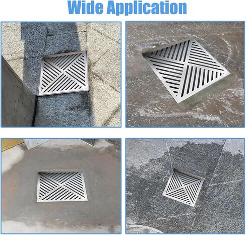 Garden Drainage Sturdy Drainage Grate with Screen Mesh to Block Debris, Metal Outdoor Trench Drain Cover(45cmx45cm(17 3/4" x17 3/4")) in Saudi Arabia