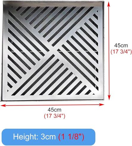 Garden Drainage Sturdy Drainage Grate with Screen Mesh to Block Debris, Metal Outdoor Trench Drain Cover(45cmx45cm(17 3/4" x17 3/4")) in Saudi Arabia