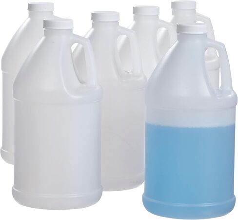 إبريق بلاستيك دائري سعة 1/2 جالون مع غطاء، HDPE، طبيعي، 6 عبوات - صفقة قيمة - صنع في الولايات المتحدة الأمريكية in Kuwait