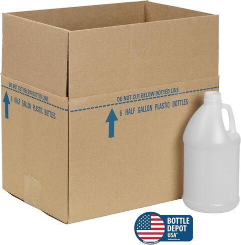 إبريق بلاستيك دائري سعة 1/2 جالون مع غطاء، HDPE، طبيعي، 6 عبوات - صفقة قيمة - صنع في الولايات المتحدة الأمريكية in Kuwait