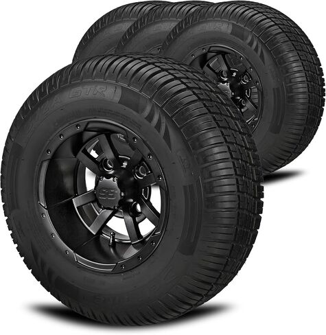 RM CART - 10 "Maltese Cross Black/Machined في 205/65 R10 Deli Tyres (مجموعة من 4) ، تناسب عربات Yamaha وإطارات عربة الجولف وعجلات التحرير والسرد in Saudi Arabia
