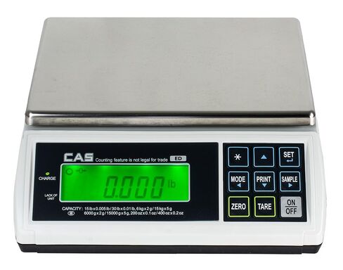 CAS ED-30 Multifunctional Electronic Counting Scale - 30lb Capacity NTEP Certified Scale for Legal Trade - Features Dual Range Tech, LCD Display, 9 Function Keys w/Rechargeable Battery & Two Platters in Kuwait