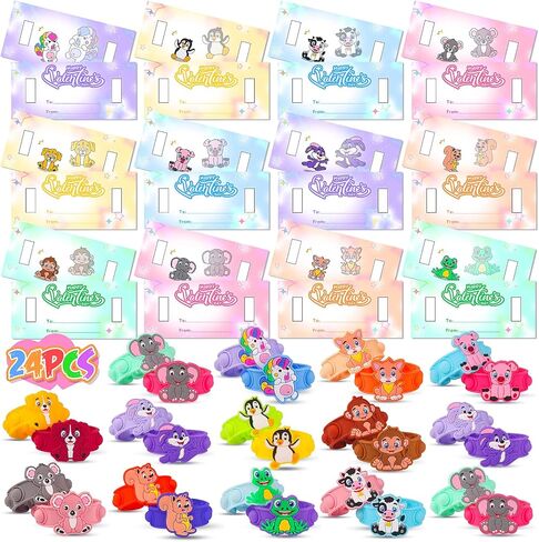 Valentines Day Gifts for Kids,24PACK Animal Fidget Toys with Valentines Cards for Kids Classroom,Valentine Exchange Gifts for kids School Classroom Valentines Gifts in Kuwait