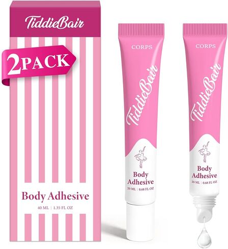 2-Pack 40ml Body Glue for Clothes - Body Adhesive Fashion Glue Alternative for Low-cut Styles, Strapless Dresses and Work Blouses - Sweat and Dance Proof, Fast Drying in Kuwait