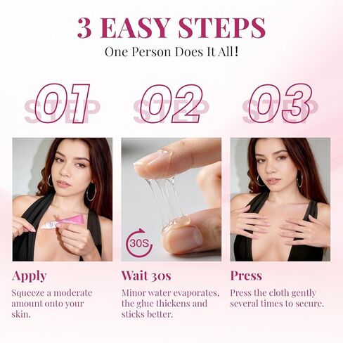 2-Pack 40ml Body Glue for Clothes - Body Adhesive Fashion Glue Alternative for Low-cut Styles, Strapless Dresses and Work Blouses - Sweat and Dance Proof, Fast Drying in Kuwait