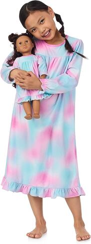 Saint Eve Kids Girl and Doll Matching Nightgown Set, Long Sleeve Soft Flannel Sleep Dress in Kuwait