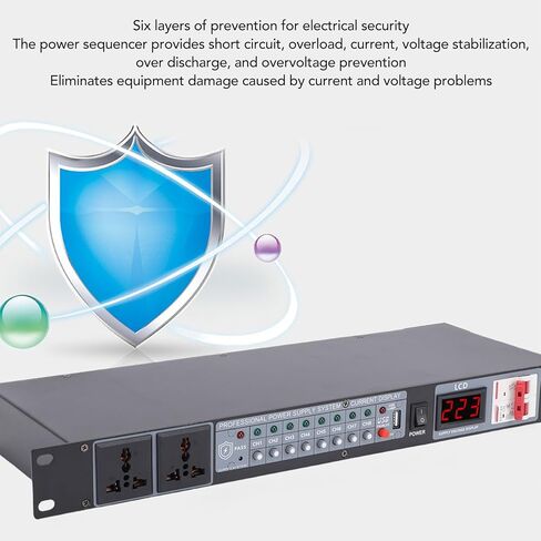 Yoidesu Power Sequencer, 10 Channel Power Sequence Controller with HD Digital Voltage Display and Delay Switch, Compatibility with Public Address Systems, Professional Sound (US Plug) in Saudi Arabia