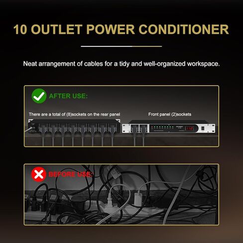 مكيف طاقة احترافي ذو 10 مقابس/جهاز تسلسل التيار. وحدة تحكم بإمدادات الطاقة الصوتية بقدرة 3300 واط، وواقي من زيادة التيار، للمنتجات الصوتية، والمعدات الإلكترونية in Kuwait