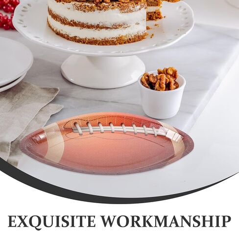 أطباق ورقية للاستعمال مرة واحدة لحفلات كرة القدم 20 قطعة من صواني التقديم البيضاوية للعبة يوم الباب الخلفي وديكورات عيد الميلاد الرياضية in Kuwait