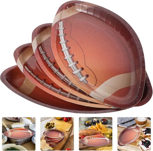 أطباق ورقية للاستعمال مرة واحدة لحفلات كرة القدم 20 قطعة من صواني التقديم البيضاوية للعبة يوم الباب الخلفي وديكورات عيد الميلاد الرياضية in Kuwait