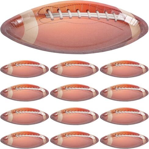 Happyyami Football Paper Plates and Oval Disposable Serving Trays 20pcs Football-shaped Paper Plates for Big Game and Birthday Party for Tailgating and Game Day in Saudi Arabia