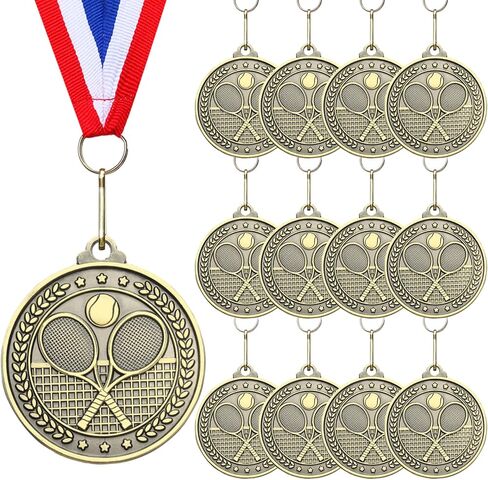 Remuuly 12 Pcs 2'' Gold Award Medals with Neck Ribbons Metal Champion Trophy Medal for Baseball Softball Soccer Volleyball Football Sports Games Events Party Prize Player Team Winner Gift in Saudi Arabia