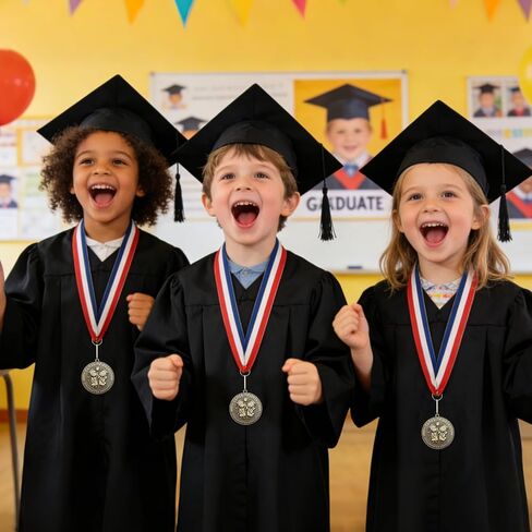 24 Pcs Kindergarten Graduation Award Medals Graduation Medals for Kids, Preschool Class of 2026 Grad Party Favors, 2'' Preschool Award Medallion with Red White Blue Ribbon , School Student Party Favor in Kuwait
