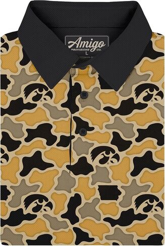 قميص بولو رجالي من Amigo NCAA Iowa Hawkeyes مرخص بنمط Camo Range Raglan in Kuwait
