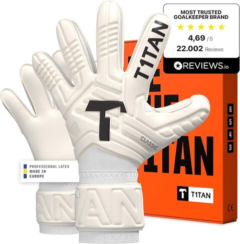 T1TAN Classic 1.0 White-Out Junior Soccer Gloves Kids - Goalie Gloves for Goalkeeper - Football - Kids & Youth in Kuwait