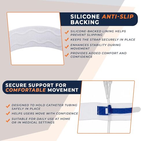 Foley Catheter Leg Strap - Secure & Comfortable Non-Slip Holder for Urinary Drainage Bags - with Silicone to Reduce Slipping - Soft-Touch Fabric, Adjustable Fit, Reusable 3-Pack in Kuwait